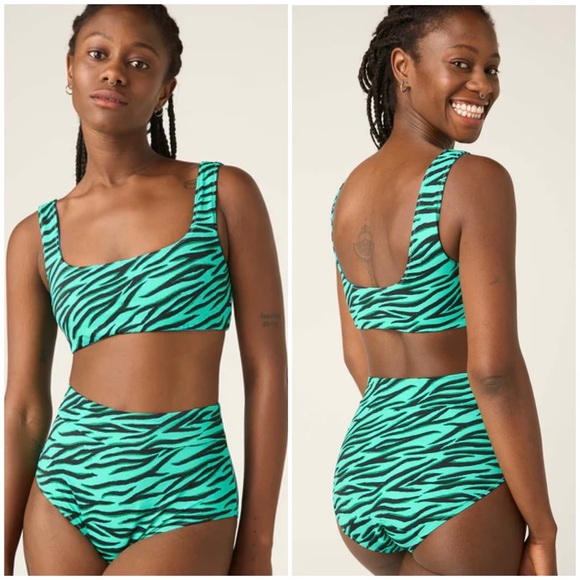 Modibodi Swimwear Reversible Crop Top and Hi-Waist Bikini Brief - Picture 2 of 6